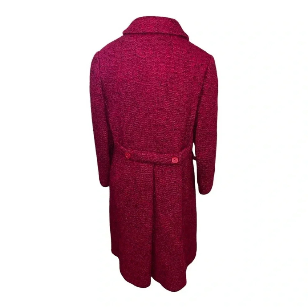 Rare Vintage 1960 Bromleigh NY Wool Boucle Deep 🍷 Double Breasted Coat SZ M - Picture 7 of 14